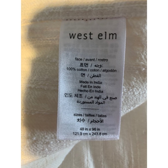 Ivory White Curtain Panel with Gold Geometric Trim, Window Covering Drape - Picture 6 of 8